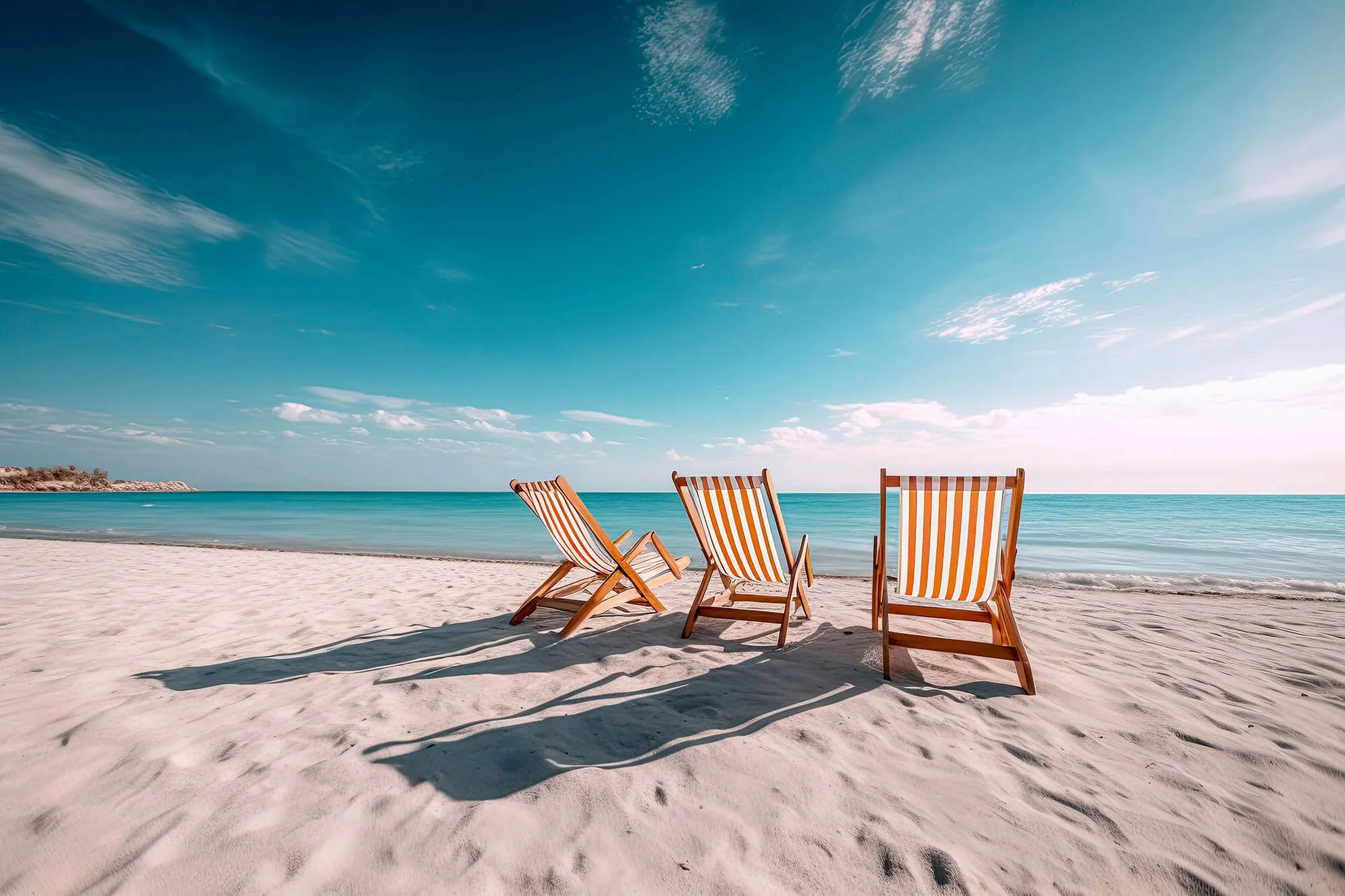 Lounge chairs on the beach